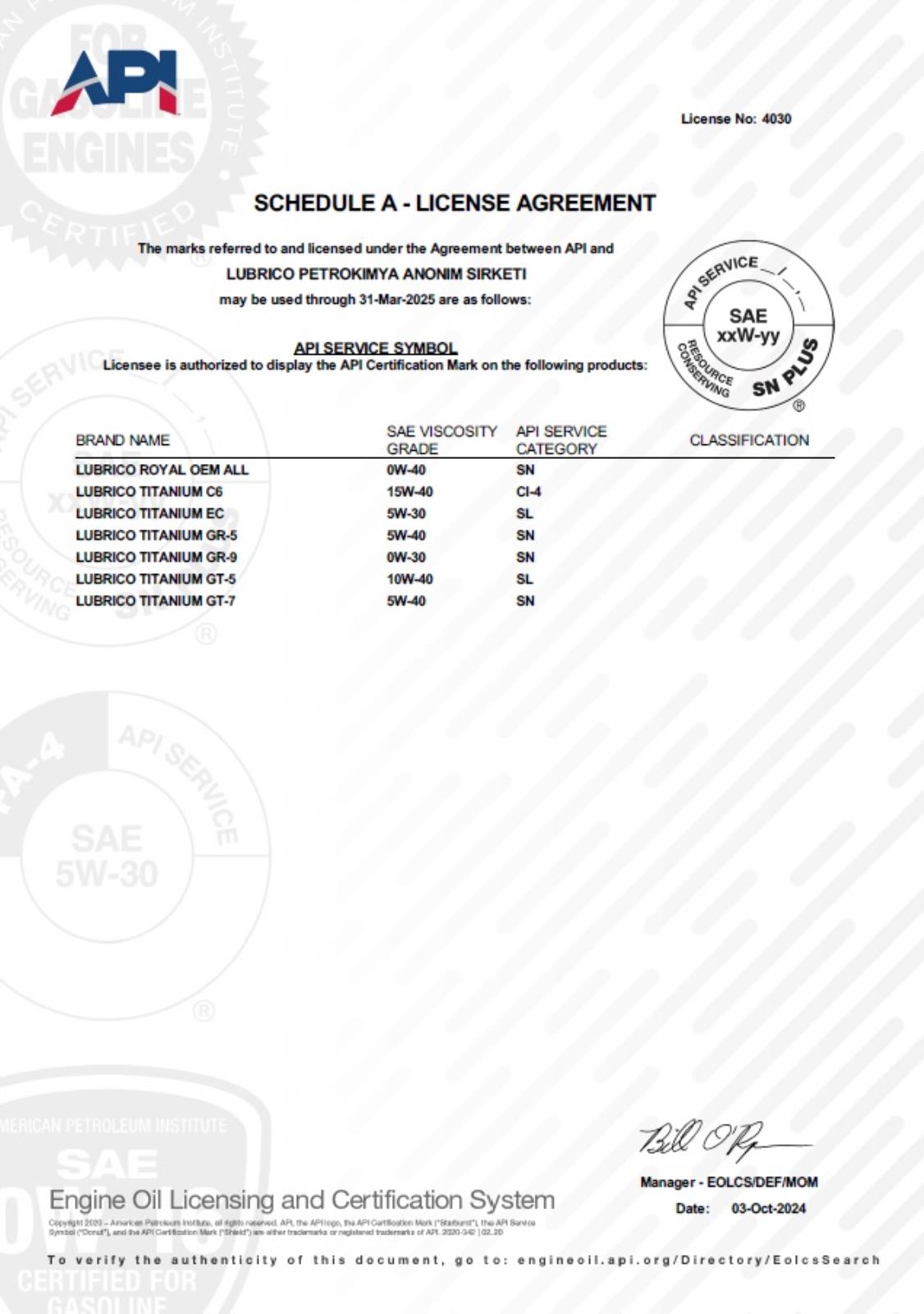 EOLCS Certificate